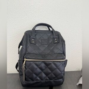 Anello Quilted Leather Backpack Black